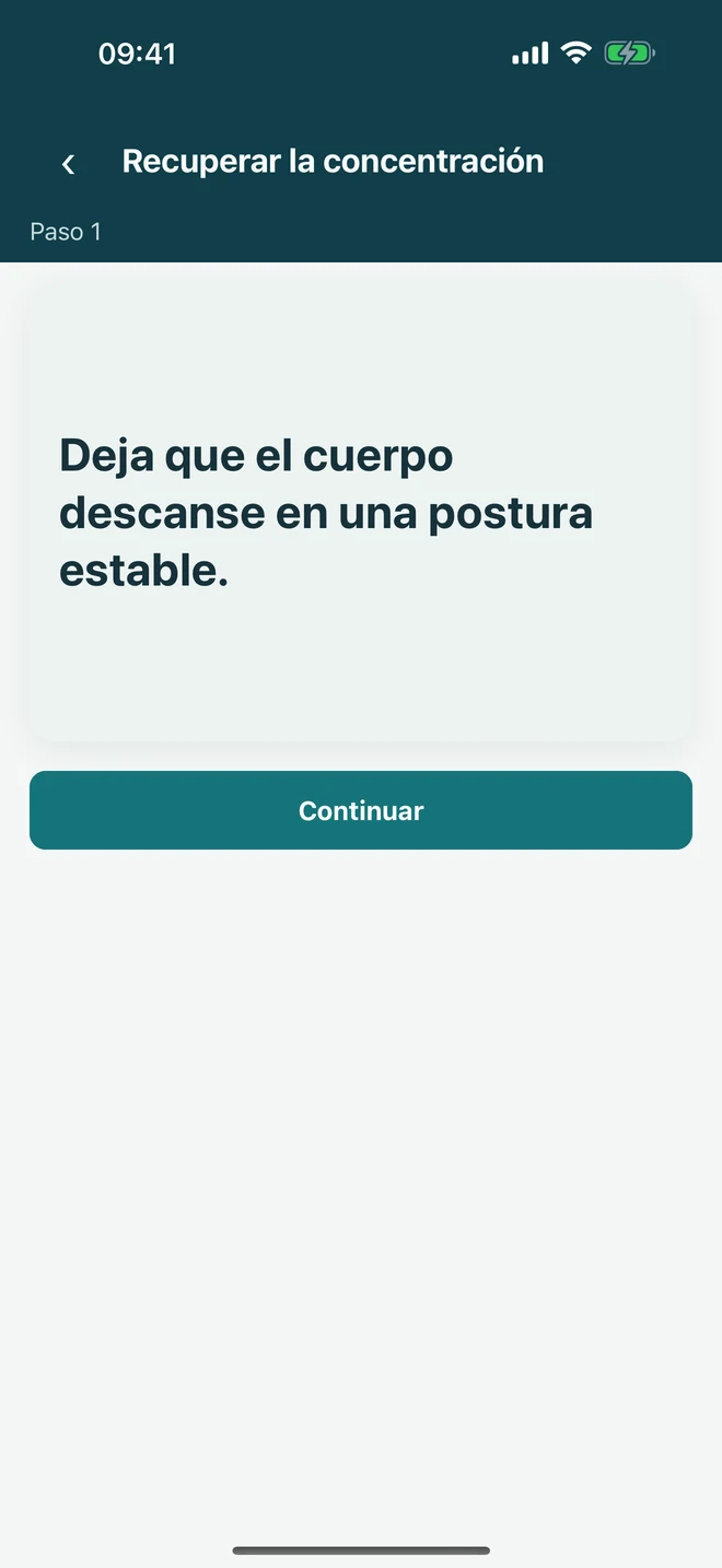 Un paso de una experiencia guiada de Ataraxia para devolver la atención a la siguiente acción útil.