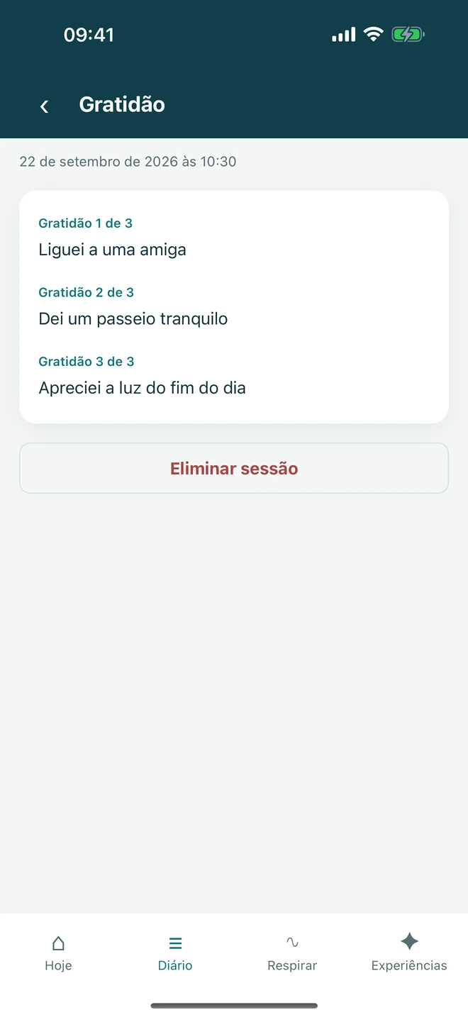 Uma prática de gratidão com uma primeira entrada e duas adições opcionais, sem positividade forçada.