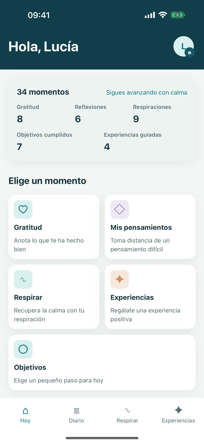 Momentos completados que se acumulan sin racha, clasificación ni reinicio después de una pausa.