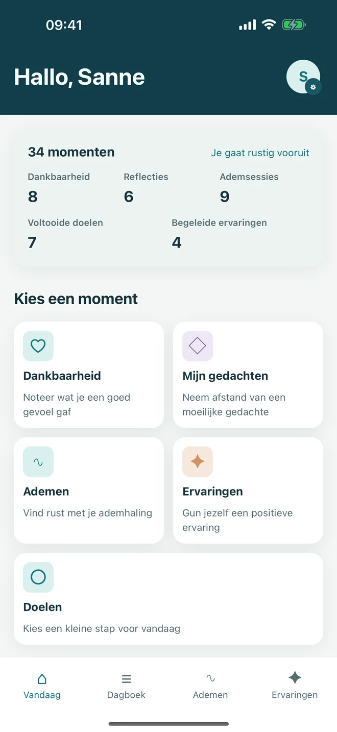 Opgetelde voltooide momenten zonder reeks, ranglijst of reset na een onderbreking.